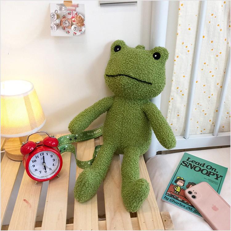 Adorable 3D Cartoon Frog Plush Shoulder Bag - Japanese Style Casual Crossbody