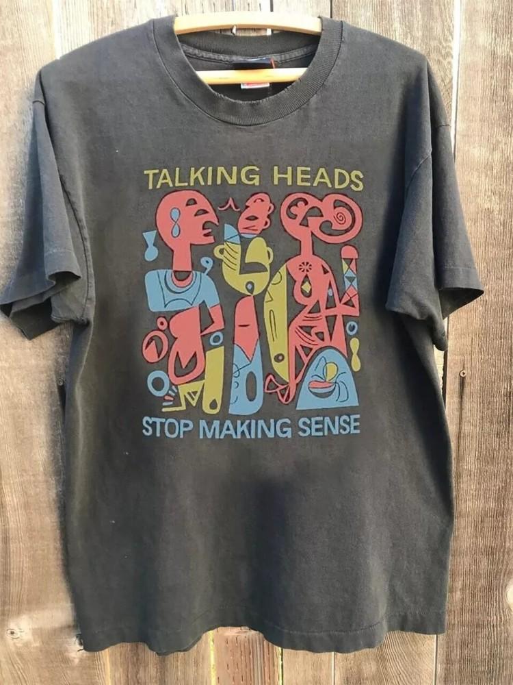 Talking Heads Rock Band Charcoal Short Sleeve Unisex T shirt Reprint S-5XL Unisex T-Shirt M
