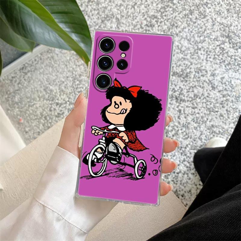 Mafalda Cartoon Girl Transparent Case For Samsung Galaxy S26 S25 Ultra S24 S22 S26 Plus S20 S23 S21 S25 FE 5G Clear Back Cover
