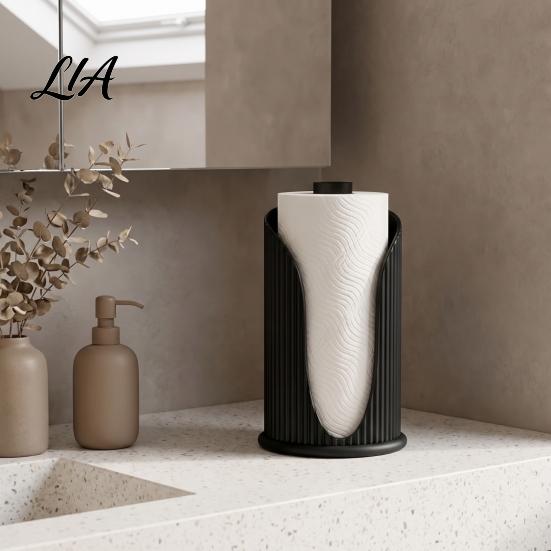 No Drill Roll Storage Stand Vertical Striped Paper Holder, Modern 3D Print PLA Standing Non Slip Kitchen Organizer Towel Dispenser, Non-Slip Base Rack