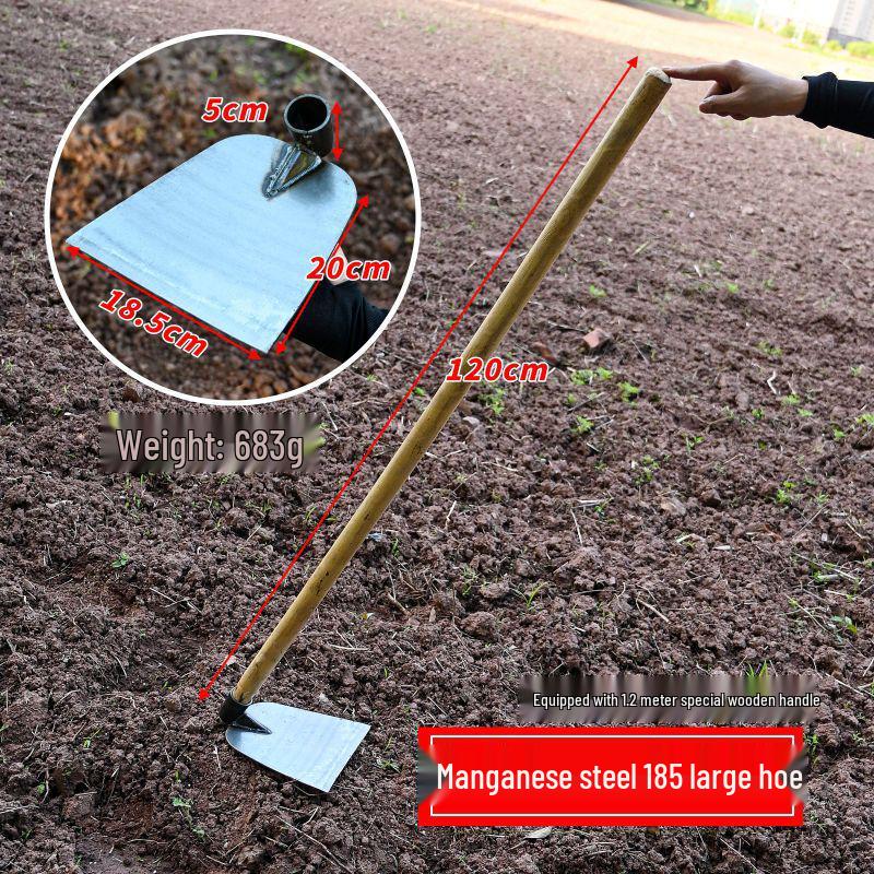 Traditional Thickened Manganese Steel Hoe for Weeding, Planting, and Soil Loosening