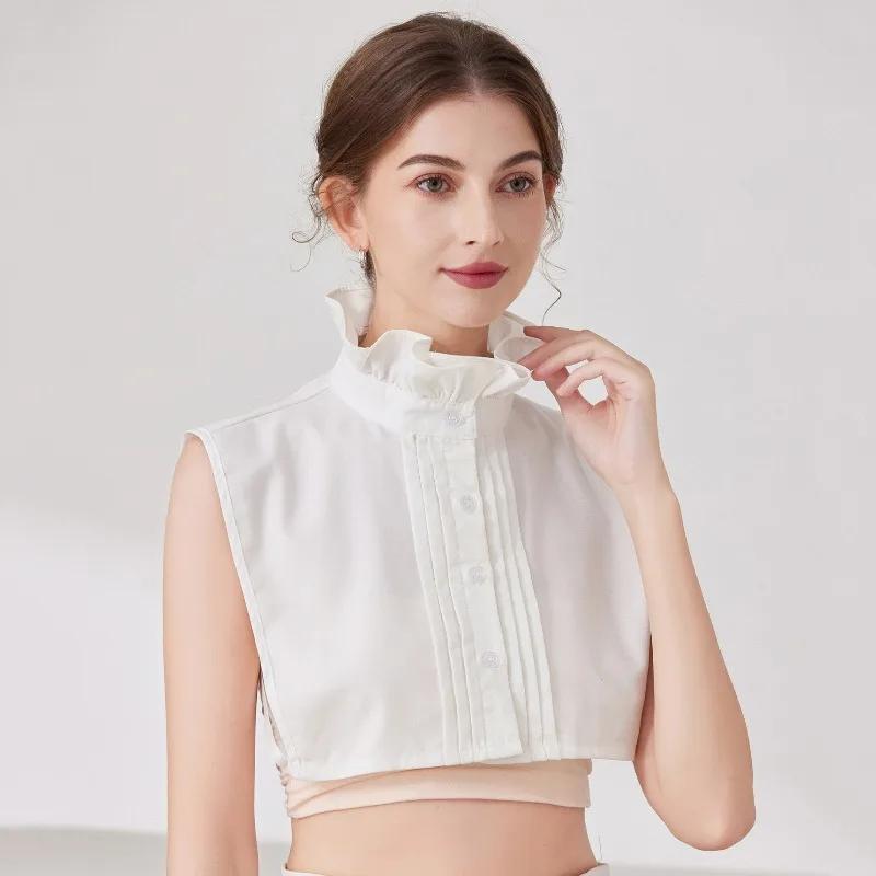 Woman Blouse Tops Ruffle Lace False Collar Sweater Shirt Decorative Fake Collar Detachable Stand Collar Clothes Accessories