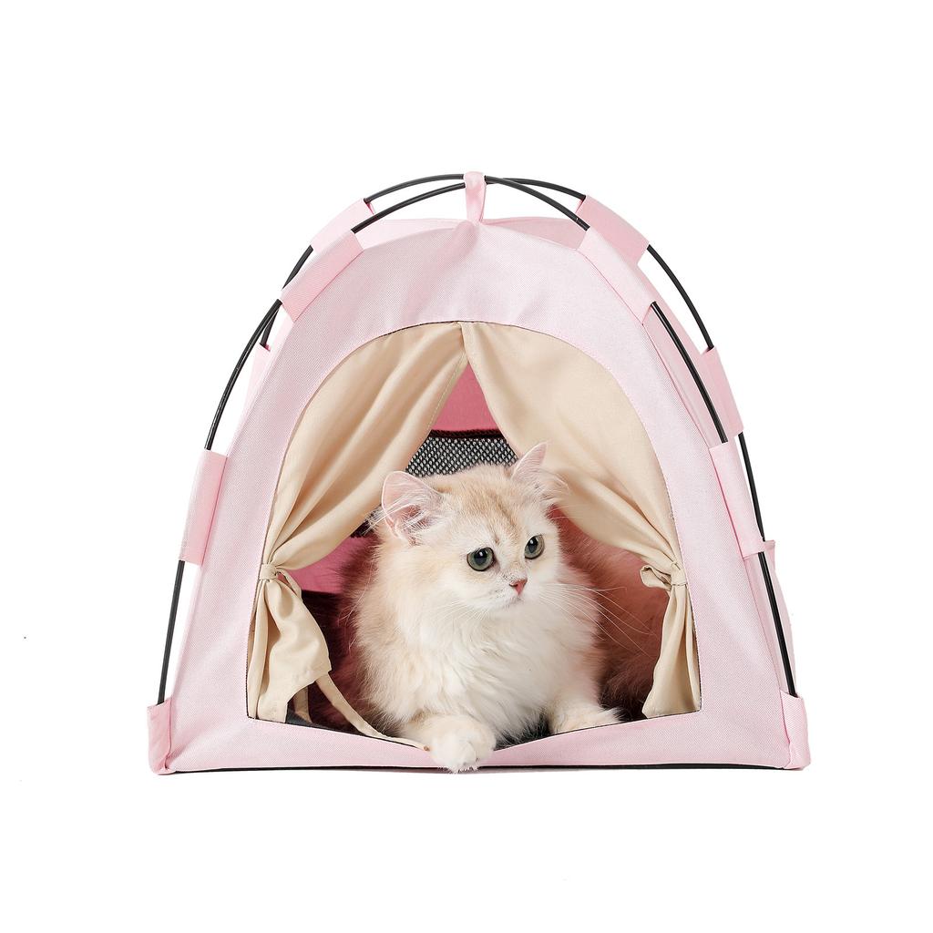Cats Tent Door Curtain Style Foldable Cat Bed Outdoor Stray Cat House Portable for Travel Ventilate Kitty Puppy Bed Pet Supplies