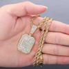 Iced Out Square Pendant Necklace With 4mm Aaa Zicron Bling Tennis Neck Chain Rhinestone Necklaces For Women Men Collier Collare