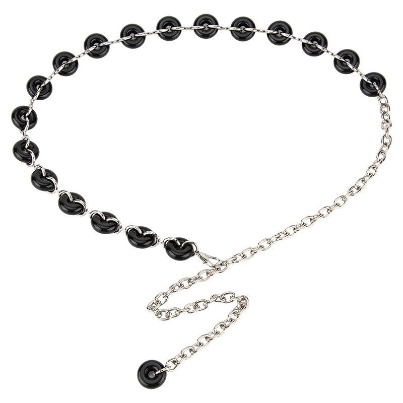 Fashion European and American Donuts Metal Decorative Waist Chain Women's Circle Ins Style with Dress Accessories Belt Women