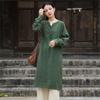 Women Vintage Dresses Stand Long Sleeve Button Autumn A-Line Chinese Style Dress