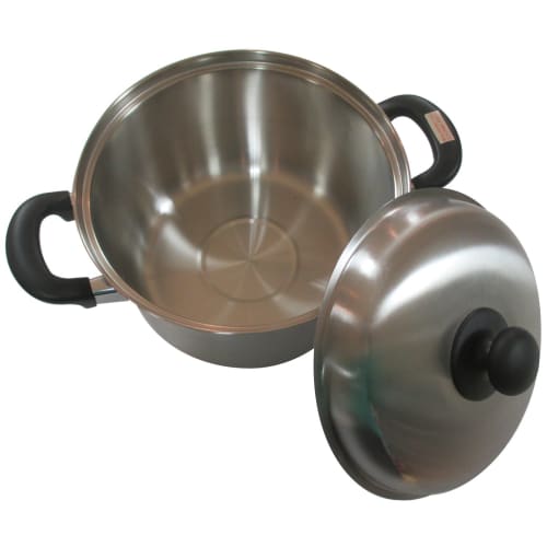 Wahei Freiz EM-8125, 22cm Tsubame-san Induction Cookware Compatible Triple-Layered Steel Pot, Silver