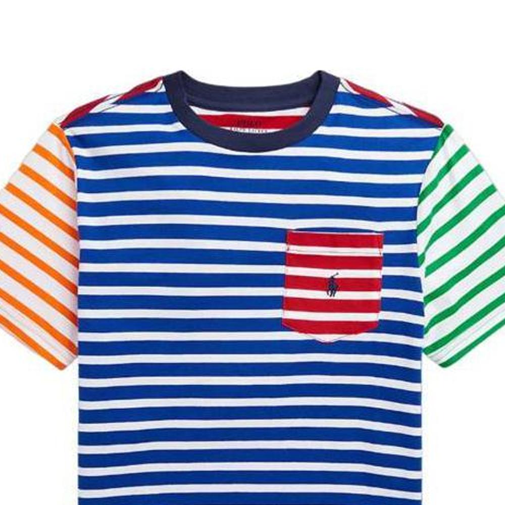 Polo Ralph Lauren T-Shirt Striped Embroidered Logo Crew Neck Short Sleeve Kids Tops Blue 323926790-001