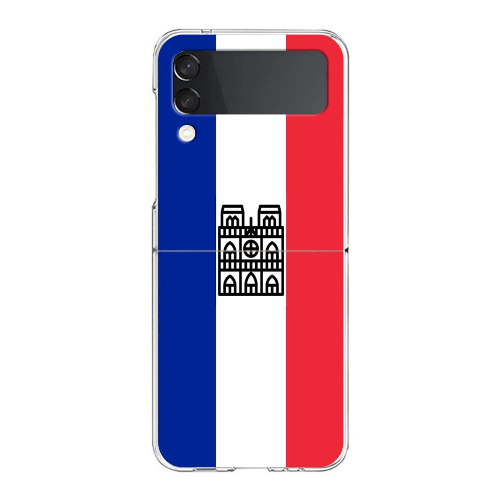 France Flag Soccer Paris Phone Case For Samsung Galaxy Z Flip 3 4 5 Hard Folding PC Shell For Samsung Z Flip3 Clear Back Cover
