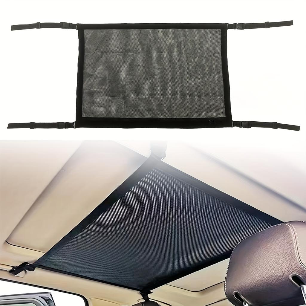 Adjustable Double-Layer Car Ceiling Cargo Net Bag - Fit for SUVs, Long Travel Organizer for Tents, Quilts, Toys, and More, Car Camping Goods Network