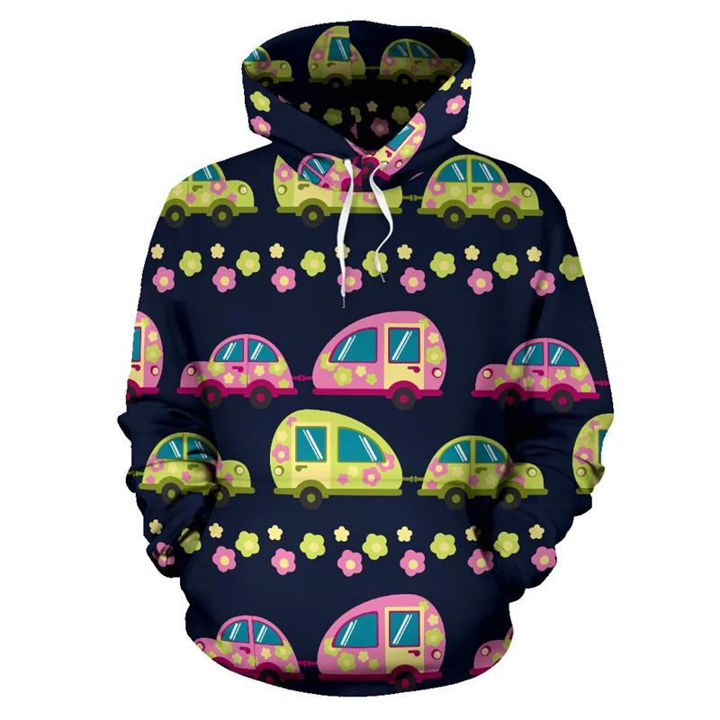 Fun Cartoon Car Series Men 3D Print Hoodie Autumn Winter Fashion Coat Comfortable Warm  Round Neck Long Sleeve Pocket Large Size Hoodies