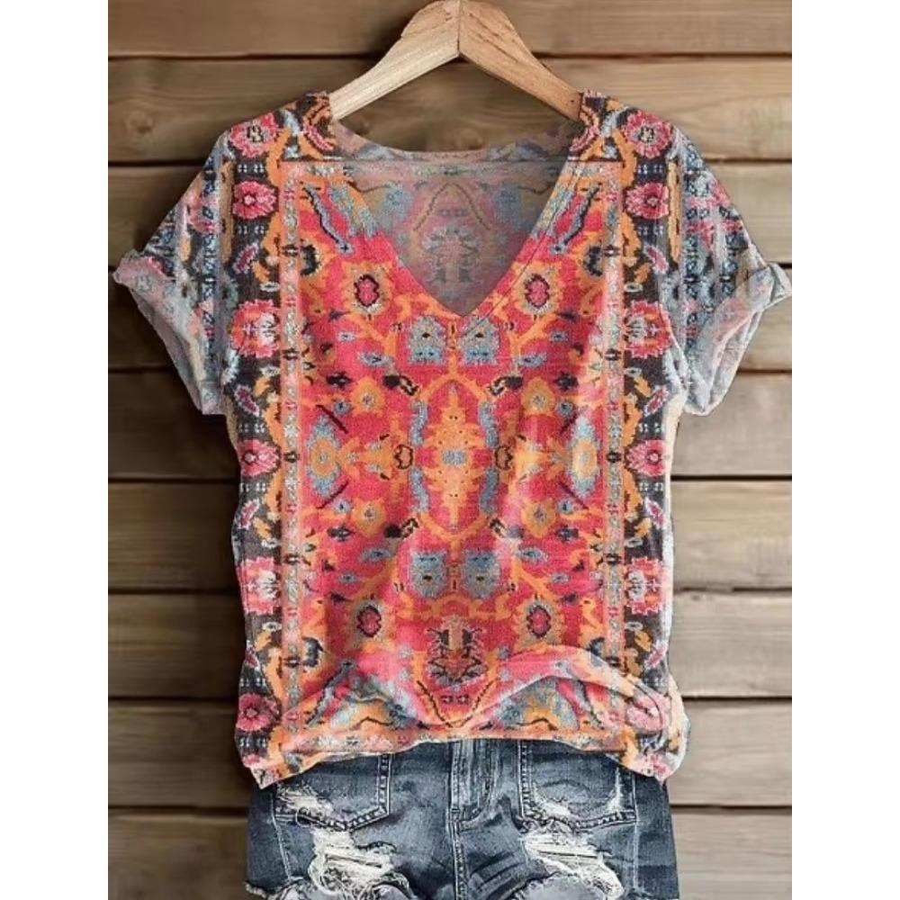 

Women s Clothing Casual Elegant Comfortable Crew Neck Short Sleeve T-Shirt Tearful Dream Portrait Print Comfortable Pulovers XL