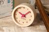 KATOMOKU mini clock, round, red, wood grain, beach, km-26