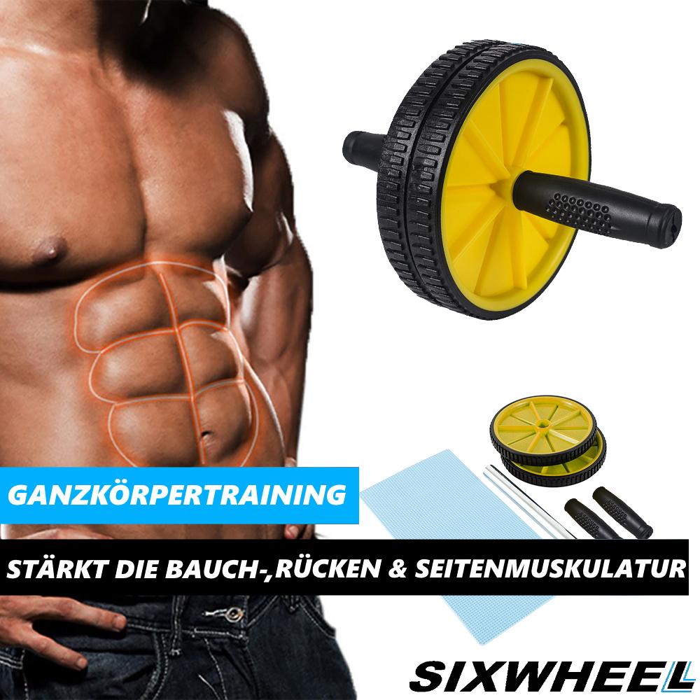 SIXWHEEL Abdominal Roller Abdominal Trainer Abdominal Muscle Trainer AB Roller Incl.. Knee Mat