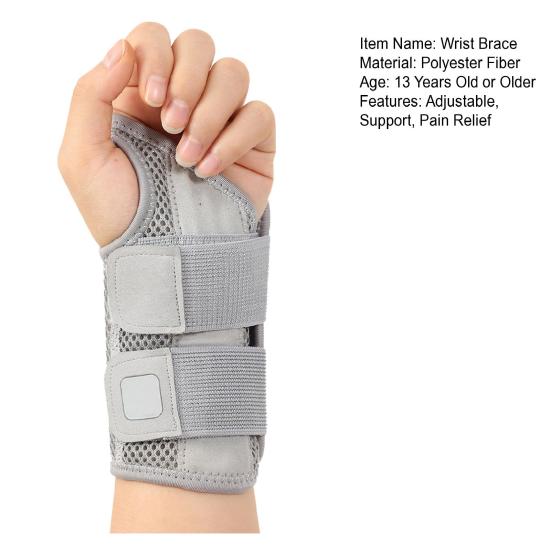 Wrist Brace Support with 2 Straps for Men Women Adjustable Wrist Splint Stabilizer for Tendinitis Arthritis Carpal Tunnel Pain Relief