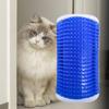 Cat Wall Corner Groomer for Cats Self Scratcher Hair Remover Brush with Catnip Pouch Pink Large