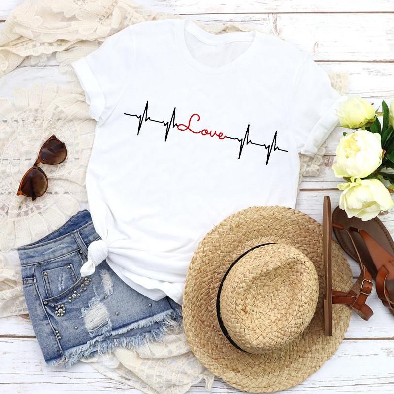 Fashion Women T-Shirts Graphic Baseball Basketball Heartbeat Tops Femme Tshirt Harajuku Summer O-Neck Casual Tee Ladies Clothing