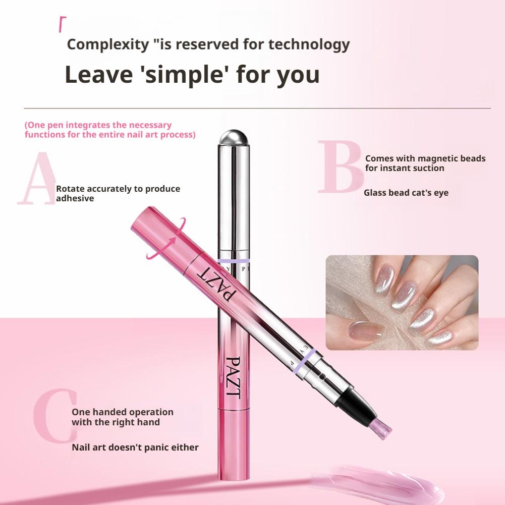 6-in-1 Katzenaugen-Magnetstift für Nägel All-in-One-Nagelkunststift für Gel-Nagellack Fauler Mann Maniküre-Aufbau-Stift für Nagelpflege-Werkzeug