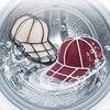 Gabbia per Lavaggio Cappelli per Lavatrice, Rastrelliera Pulitore per Cappelli da Baseball con Design a Rete Vuota, Chiusura laterale a fibbia, Lavatrice per Cappelli in Plastica