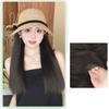 Sun Visor Bowknot Straw Hat Wig Bucket Hat Fisherman Hat Wig Sweet Long Curly Wave Hair Wigs  Women