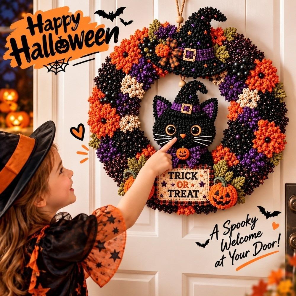 1 Set 3D Layered Texture Halloween Wreath Lightweight Handmade Stuffed Wreath  Front Door Entryway
