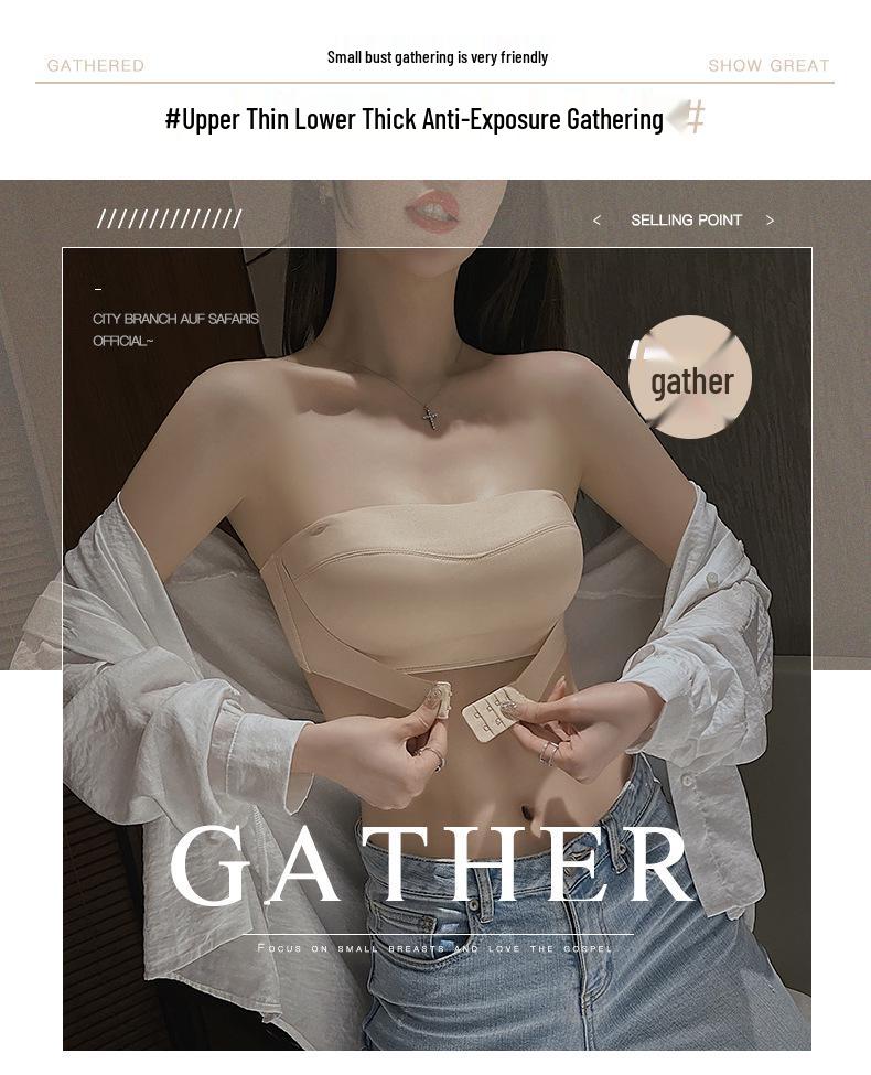 Echter trägerloser Anti-Rutsch-Bandeau-BH für kleine Brüste mit schönem Rücken - Ideal für Hochzeitskleider