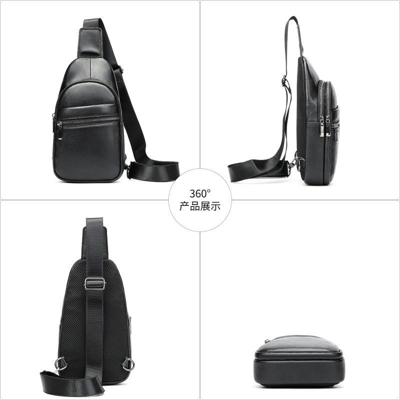 Men's Bag Chest Leather Trendy Shoulder Top Layer Cowhide Crossbody Soft Backpack Casual
