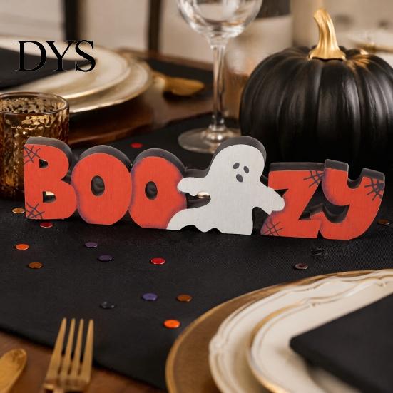 Indoor Seasonal Party Supplies Wooden Halloween Table Sign, Vintage Letter Tabletop Decoration, Spooky Standing Unique Photo Prop Block Sign