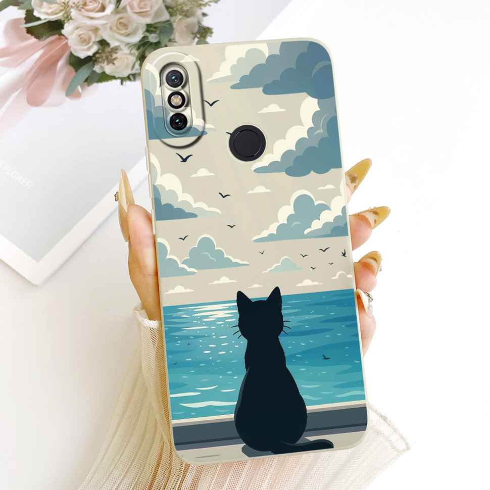 For Xiaomi Mi A2 Case Cute Cartoon Cat Flower Silicone Back Cover For Xiaomi Mi a2 MI 6X M1804D2SG M1804D2SI Phone Shell Bumper
