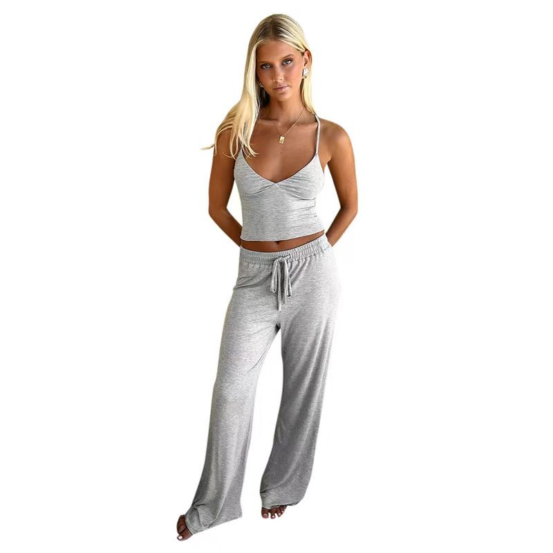 Fashion Wind New Arrival Sexy Sling Vest Straps Loose Pants Suit Tank Top and Pants Set