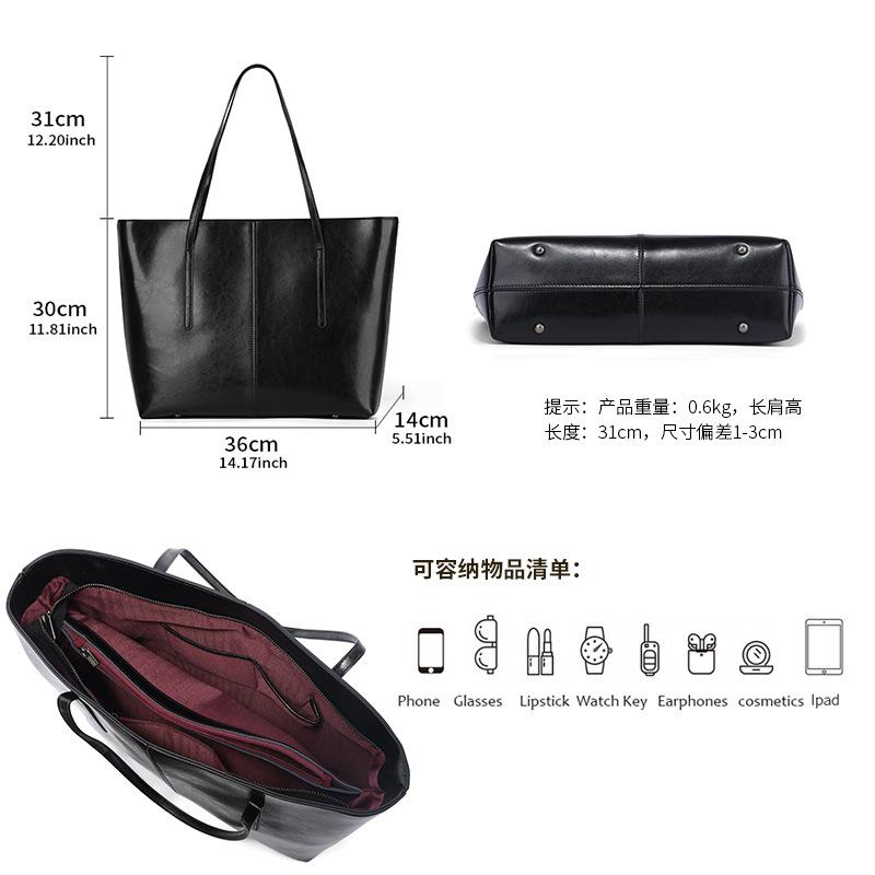 Vintage Cowhide Large Bag Women's Bag 2025 New Tote Bag Large Capacity Genuine Leather Versatile Commuter Shoulder Bag