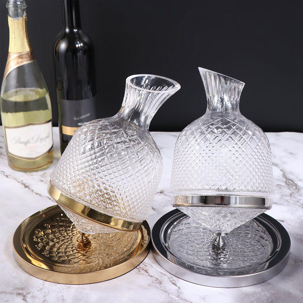 Thickened Crystal Glass 360 Rotating Decanter with Base Wine Dispenser Wine Aerator  Banquet
