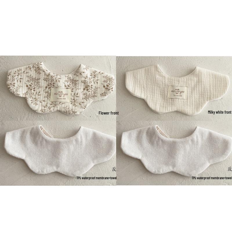 Pure Cotton Korean-Style Baby Drool Bib - Lightweight, Absorbent, Anti-Spit Up, Petal Design