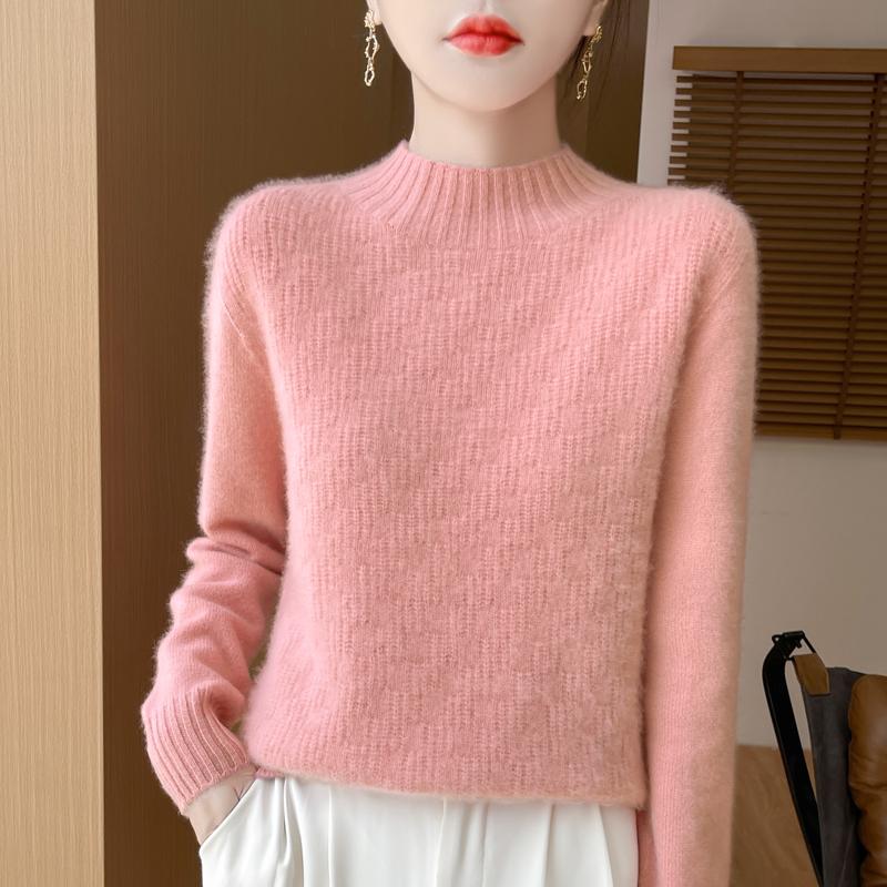 Women's Cashmere Sweater Qinghe Cashmere 30% Cashmere 70% Wool Women's Autumn and Winter Thick Cashmere Pullover Soft and Warm