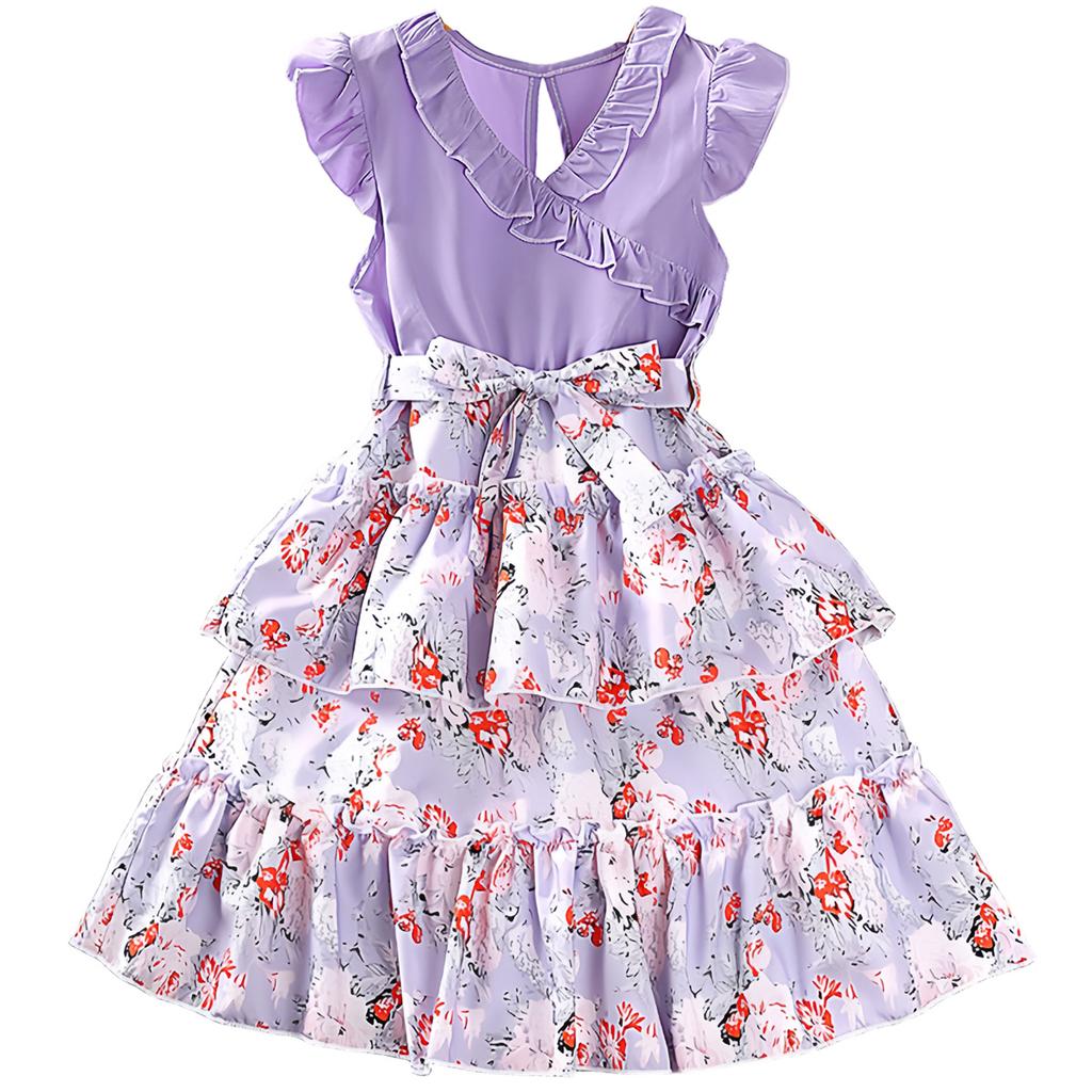 Girl Sleeveless Floral Print Dress Children Kid Casual Summer Beach Sundress Princess Dresses Clothes