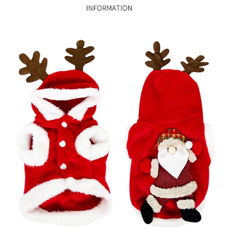 Christmas Teddy Bear Formal Wear for Dogs & Cats - Thickened Autumn/Winter Two-Legged Pet Clothing