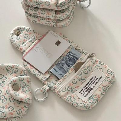 1Pc Cute Student Coin Purse Card Simplicity Floral Korean Fashion Wallet Card Holder for Girls Portable Cute Small Storage Bag