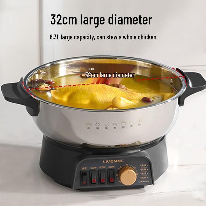 Liren DZG-J3239 12.5L Multi-function Electric Pot with Steamer CN plug (adapter included)
