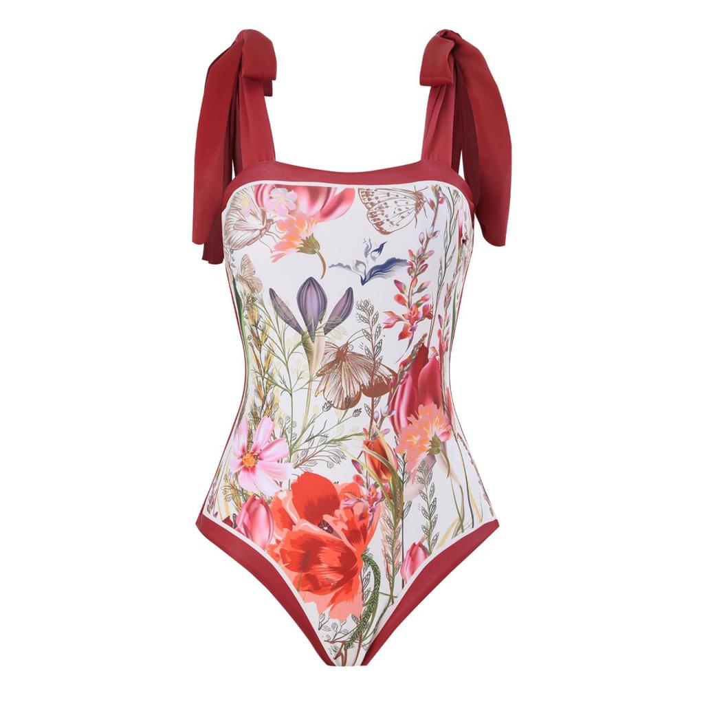 European Retro One-Piece Slimming Swimsuit - Quick-Drying, Belly-Covering Beachwear for 2025