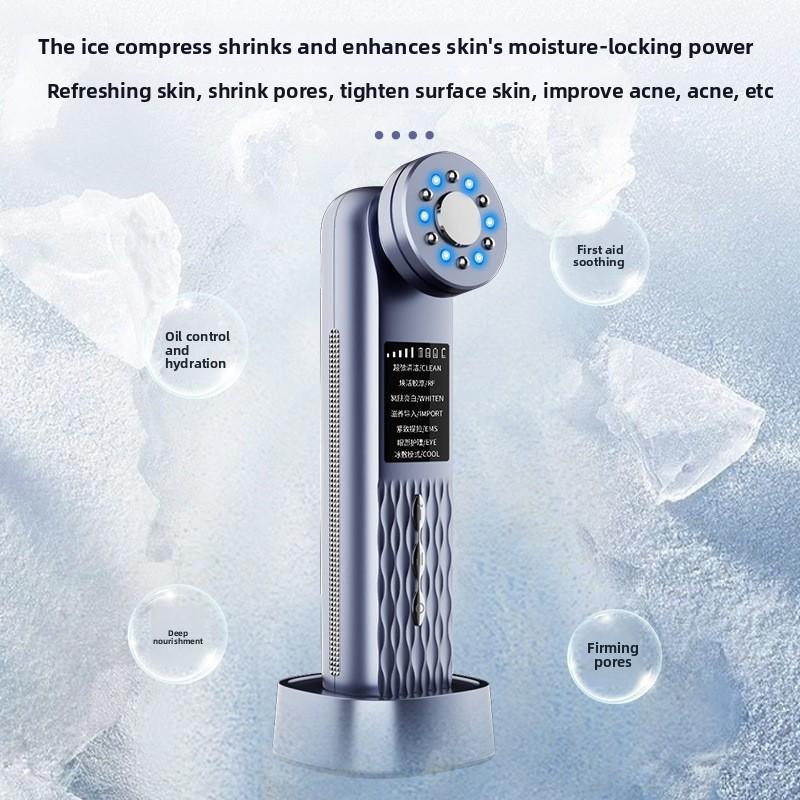 Neues Home Facial Vibrationsmassage Heiß- und Kalt-Einführer Schönheitsinstrument Mikrostrom Photon Hautverjüngungsinstrument