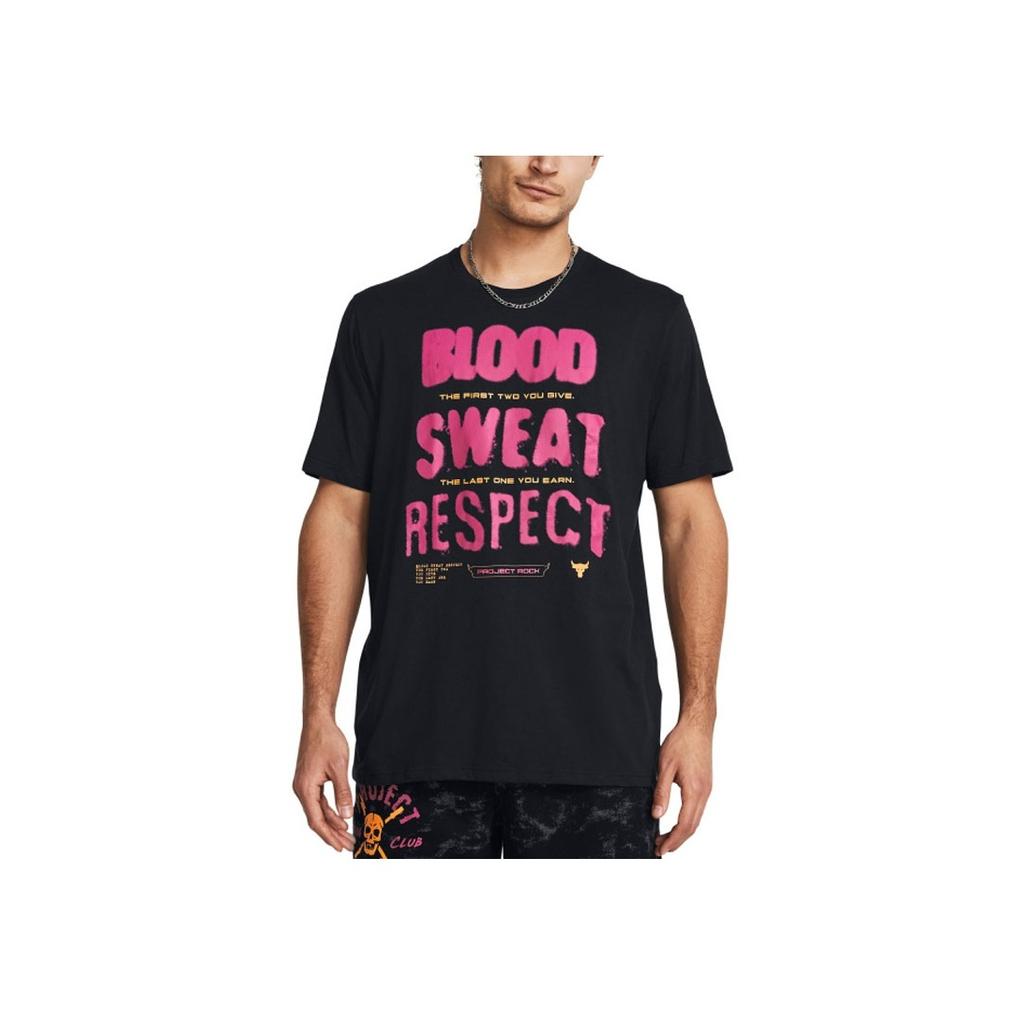 Under Armour Letter Print Crew Neck Loose Short Sleeve T-Shirt Men Tops Black 1383304-001