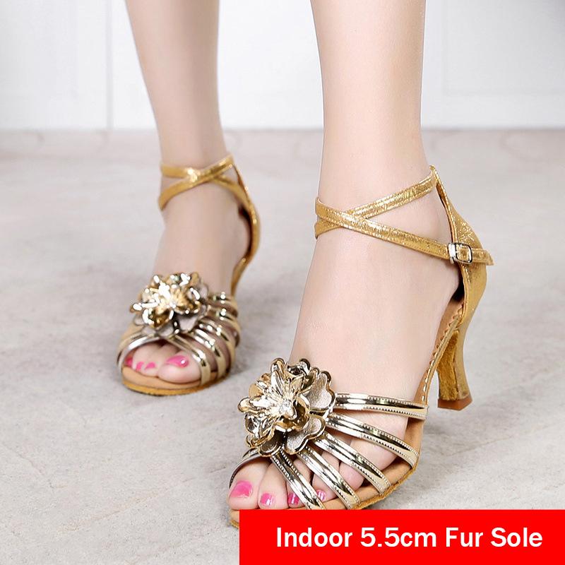 New Latin Dance Shoe Ladies Dancing Shoes Flower Soft Soles Ballroom Tango Salsa Dancing Shoe Girl Adults Shoes
