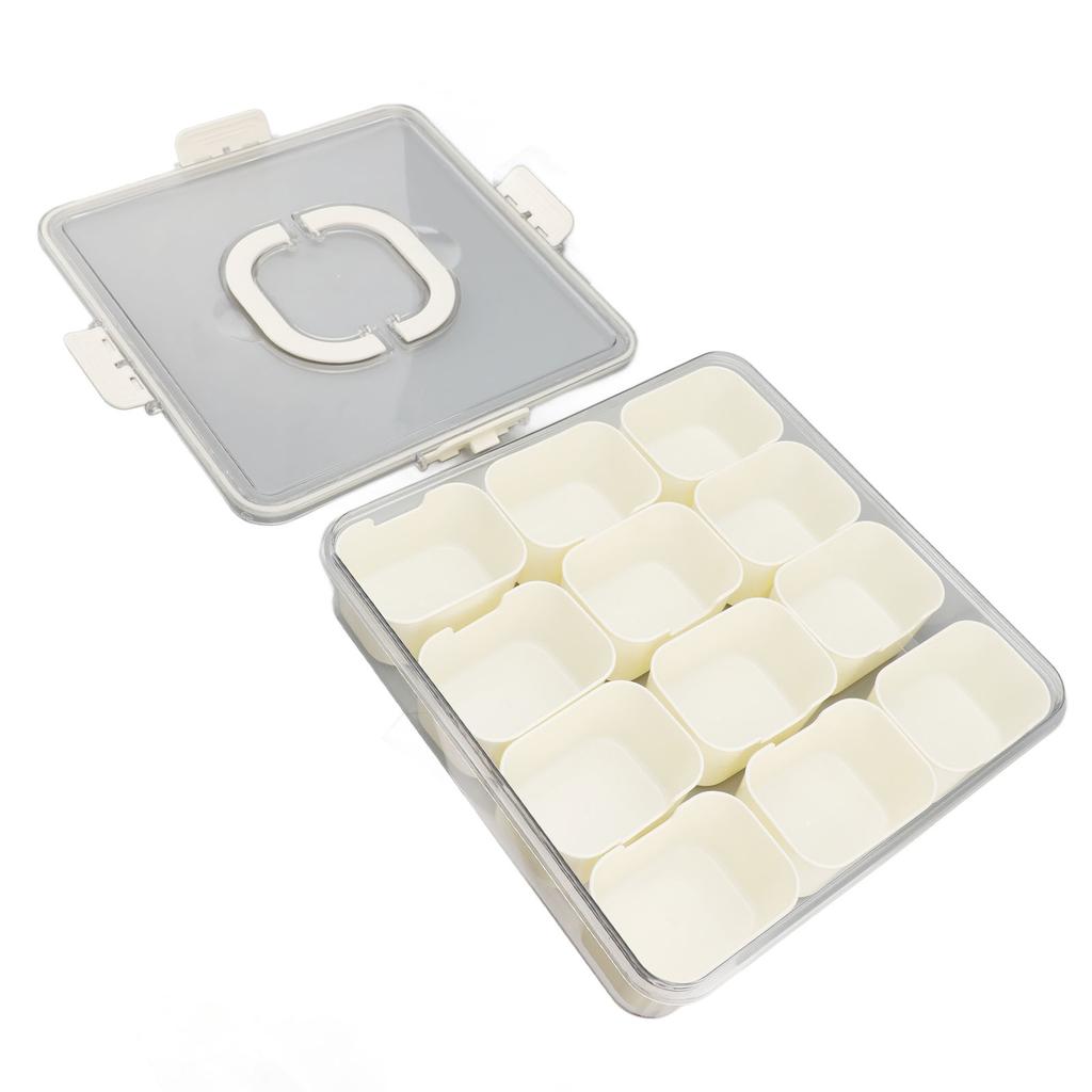 Divided Serving Tray with Lid Handle 12 Compartment Snackle Box Charcuterie Container for Portable Snack Platters Clear