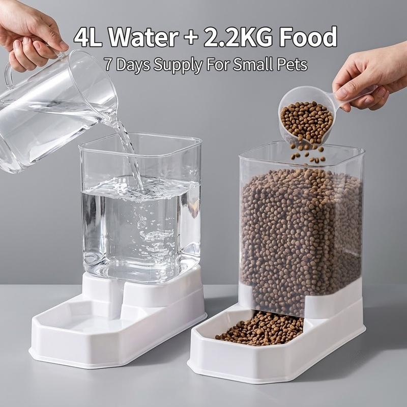 2 in 1 Gravity Pet Feeder Water Dispenser 2.2KG 4L Large Capacity Automatic Refill Bowl For Cats Small Dogs