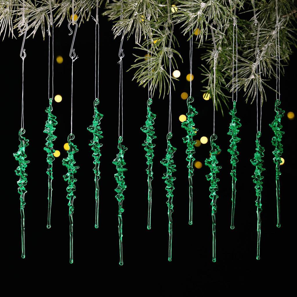 Haobei 12PCS Acrylic Icicle Christmas Ornaments