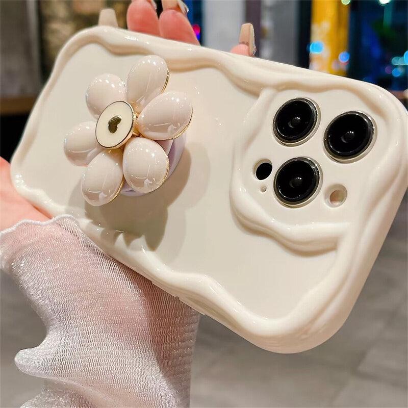 Pearl Flower Bracket Holder Soft Case For Redmi Note 13 12 Pro Plus 5G Note 12S 10 11T 10S 11 11S 8 9 PRO 13C10C 9A 9C 10 Cover