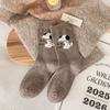 Female Autumn and Winter Thickened Warm Cartoon Cute Dog Wool Tube Pile Socks