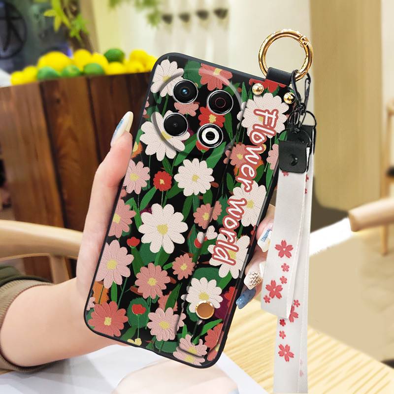 Phone Holder Fashion Design Phone Case For Tecno Spark30 Pro 4G/KL7 Wristband Soft Case Oil Painting Durable Back Cover