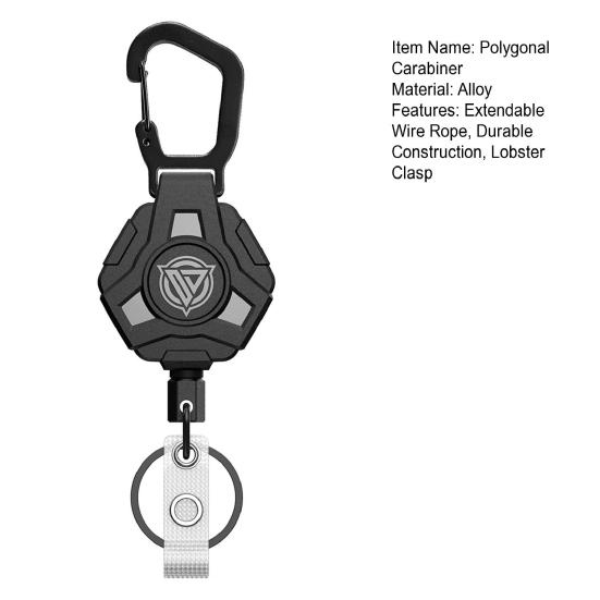 1/2 шт. брелок с многоугольным карабином и выдвижным тросом длиной 60 см — фото 5