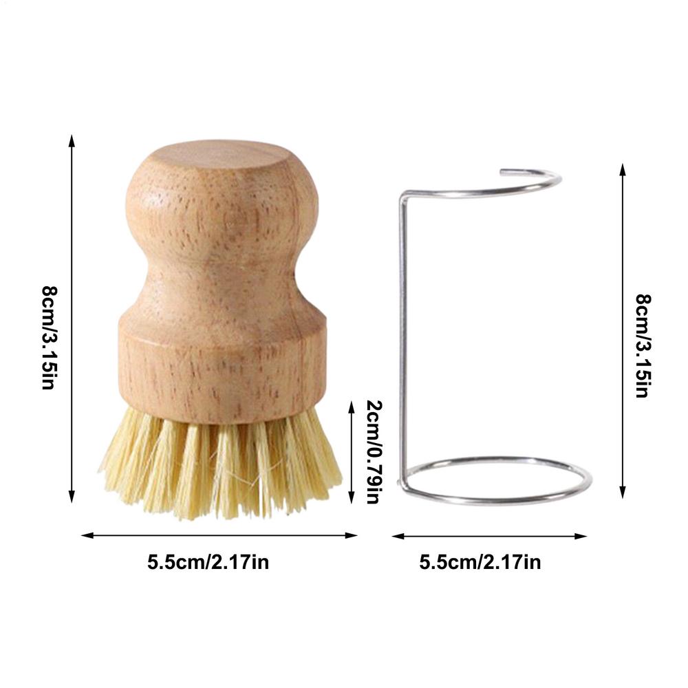 

Wooden Kitchen Cleaning Brush Natural Dishes Pots Pans Sink Washing Brush Eco-friendly Clean Scrubber with Drain Rack